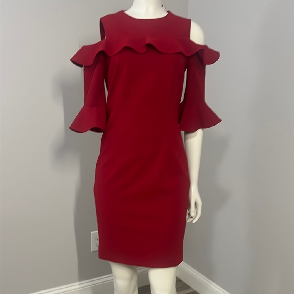 Teri Jon Elegant Red Ruffle Dress Mew no Tags $150!OBO